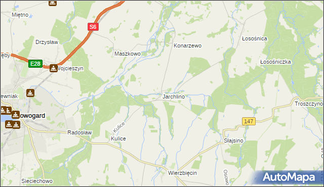 mapa Jarchlino, Jarchlino na mapie Targeo