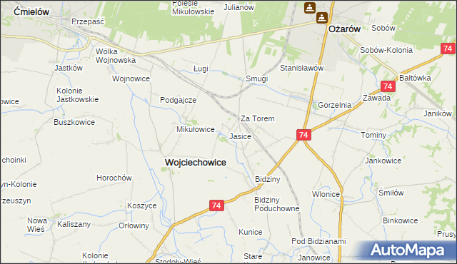 mapa Jasice, Jasice na mapie Targeo