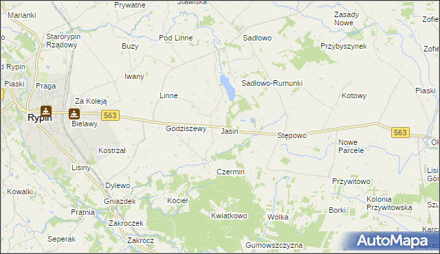 mapa Jasin gmina Rypin, Jasin gmina Rypin na mapie Targeo