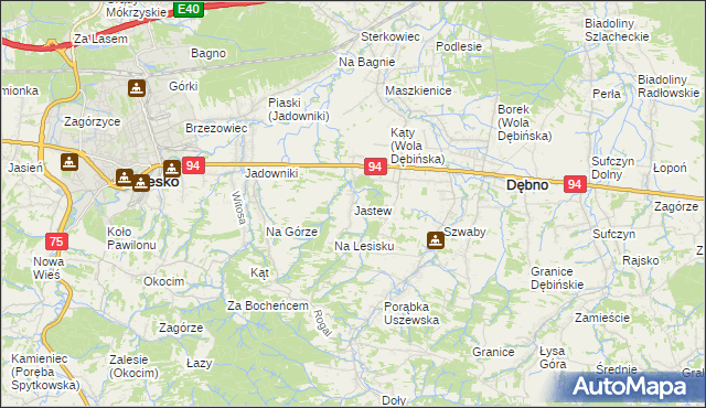 mapa Jastew, Jastew na mapie Targeo