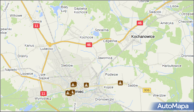 mapa Jawornica gmina Kochanowice, Jawornica gmina Kochanowice na mapie Targeo