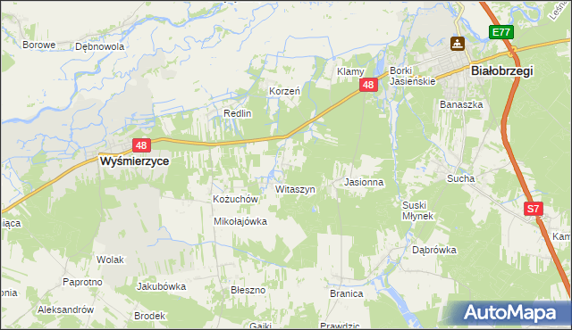 mapa Jeruzal gmina Wyśmierzyce, Jeruzal gmina Wyśmierzyce na mapie Targeo