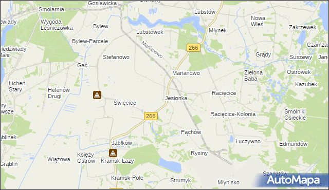 mapa Jesionka gmina Sompolno, Jesionka gmina Sompolno na mapie Targeo