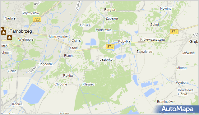 mapa Jeziórko gmina Grębów, Jeziórko gmina Grębów na mapie Targeo