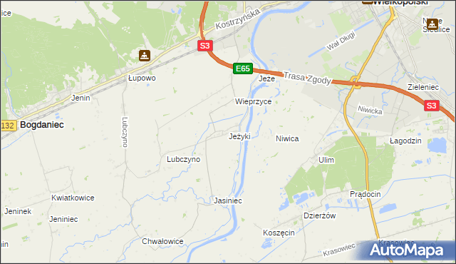 mapa Jeżyki, Jeżyki na mapie Targeo
