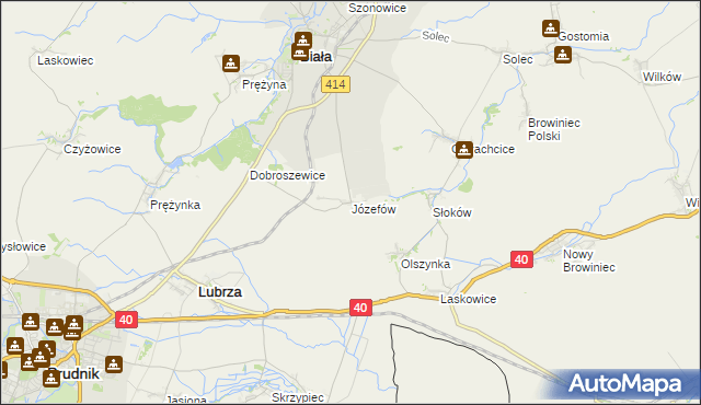 mapa Józefów gmina Biała, Józefów gmina Biała na mapie Targeo