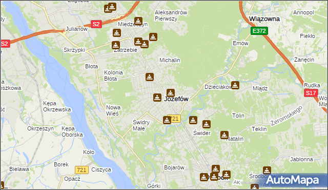 mapa Józefów powiat otwocki, Józefów powiat otwocki na mapie Targeo