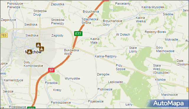 mapa Kalina-Rędziny, Kalina-Rędziny na mapie Targeo