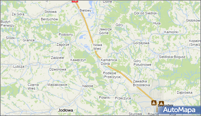 mapa Kamienica Dolna, Kamienica Dolna na mapie Targeo