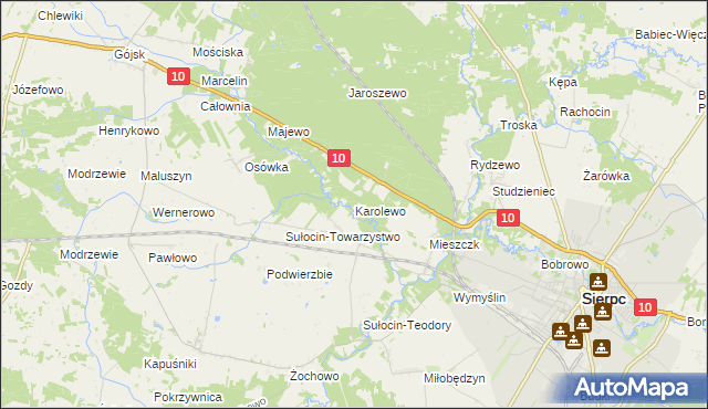 mapa Karolewo gmina Sierpc, Karolewo gmina Sierpc na mapie Targeo