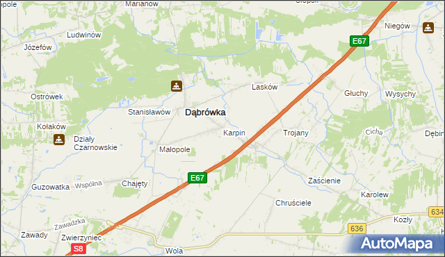 mapa Karpin gmina Dąbrówka, Karpin gmina Dąbrówka na mapie Targeo
