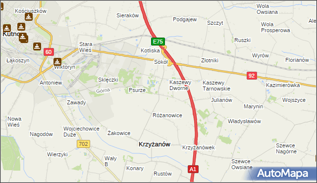 mapa Kaszewy-Spójnia, Kaszewy-Spójnia na mapie Targeo