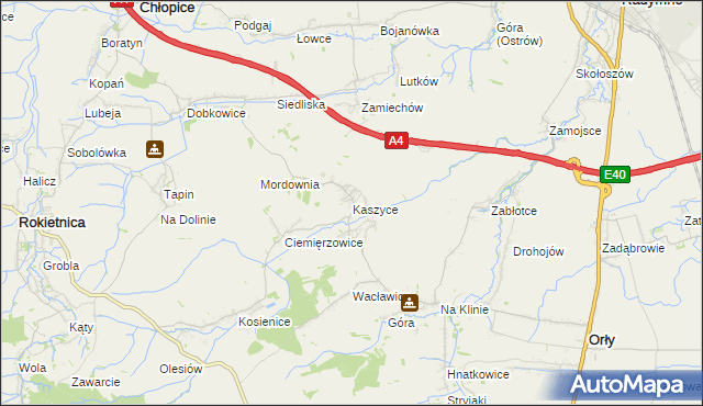 mapa Kaszyce, Kaszyce na mapie Targeo