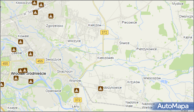 mapa Kiełczówek, Kiełczówek na mapie Targeo