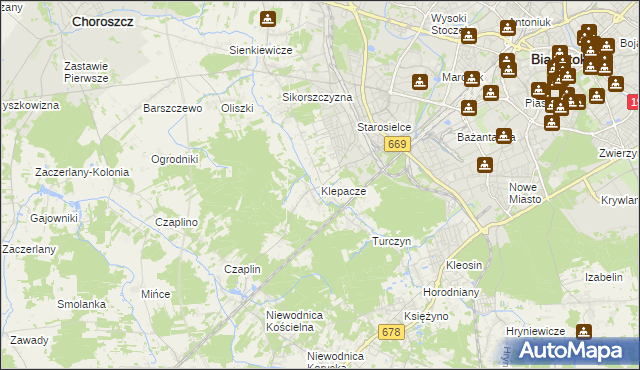 mapa Klepacze gmina Choroszcz, Klepacze gmina Choroszcz na mapie Targeo
