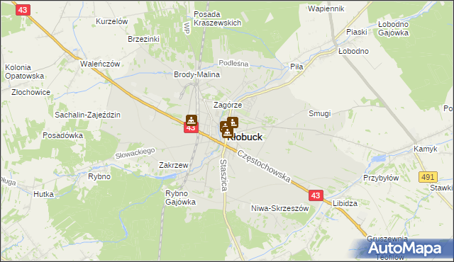 mapa Kłobuck, Kłobuck na mapie Targeo