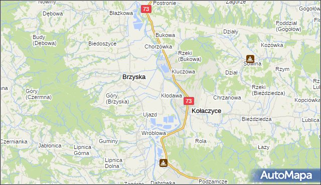 mapa Kłodawa gmina Brzyska, Kłodawa gmina Brzyska na mapie Targeo
