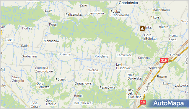 mapa Kobylany gmina Chorkówka, Kobylany gmina Chorkówka na mapie Targeo