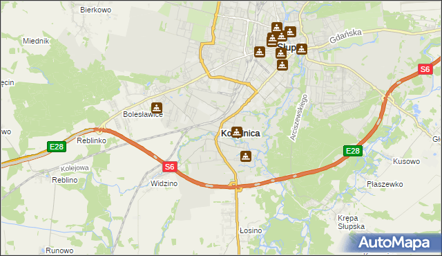 mapa Kobylnica powiat słupski, Kobylnica powiat słupski na mapie Targeo