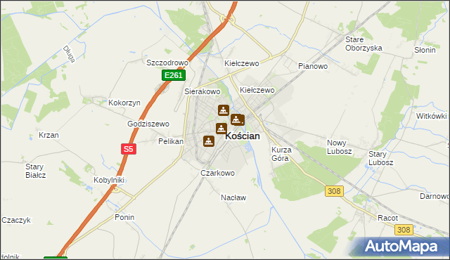 mapa Kościan, Kościan na mapie Targeo