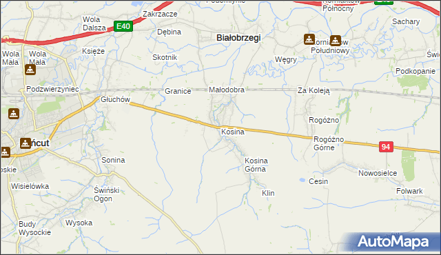 mapa Kosina, Kosina na mapie Targeo