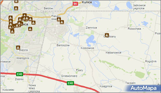 mapa Koskowice, Koskowice na mapie Targeo
