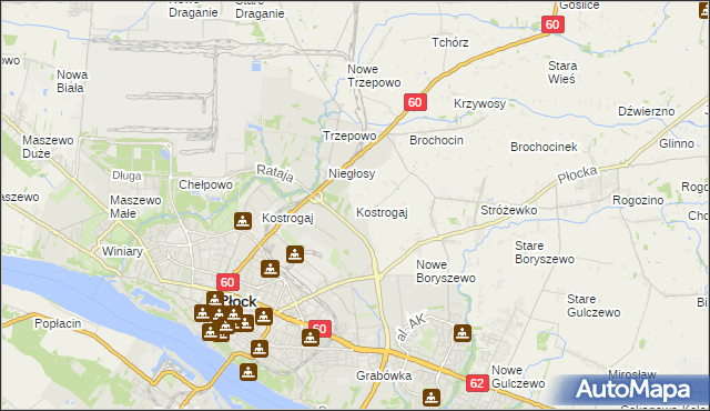 mapa Kostrogaj, Kostrogaj na mapie Targeo