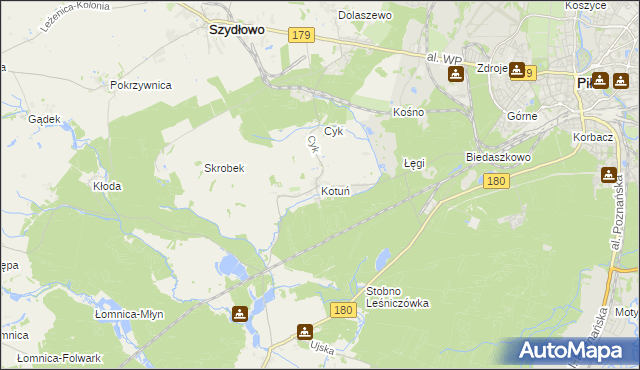 mapa Kotuń gmina Szydłowo, Kotuń gmina Szydłowo na mapie Targeo