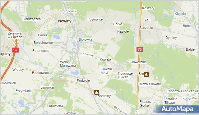 mapa Kowala gmina Sitkówka-Nowiny, Kowala gmina Sitkówka-Nowiny na mapie Targeo