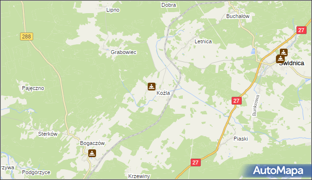 mapa Koźla, Koźla na mapie Targeo