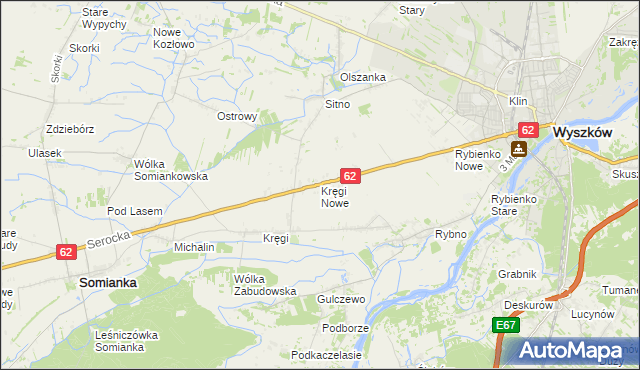 mapa Kręgi Nowe, Kręgi Nowe na mapie Targeo