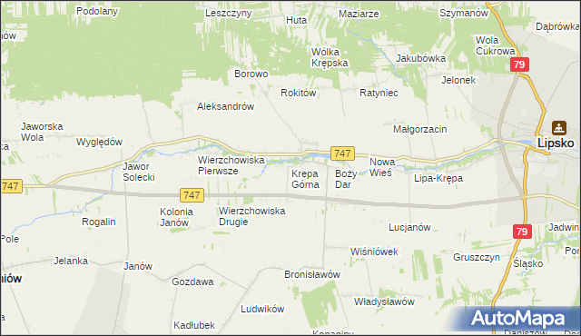 mapa Krępa Górna, Krępa Górna na mapie Targeo