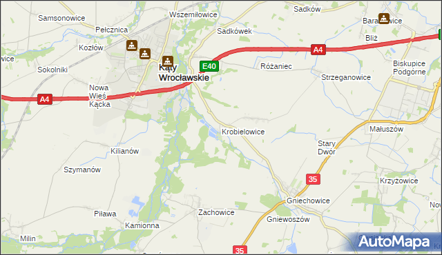 mapa Krobielowice, Krobielowice na mapie Targeo