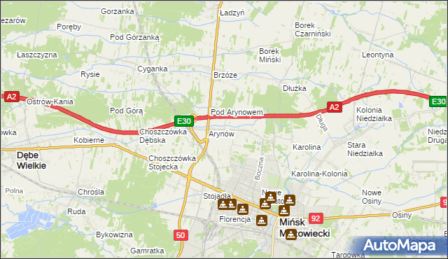 mapa Królewiec gmina Mińsk Mazowiecki, Królewiec gmina Mińsk Mazowiecki na mapie Targeo