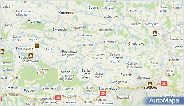 mapa Krużlowa Wyżna, Krużlowa Wyżna na mapie Targeo
