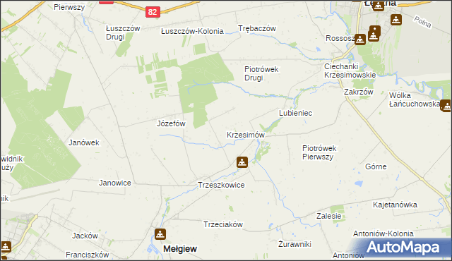 mapa Krzesimów, Krzesimów na mapie Targeo