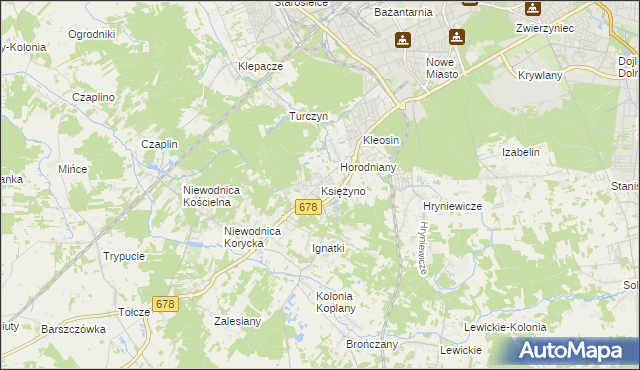 mapa Księżyno, Księżyno na mapie Targeo