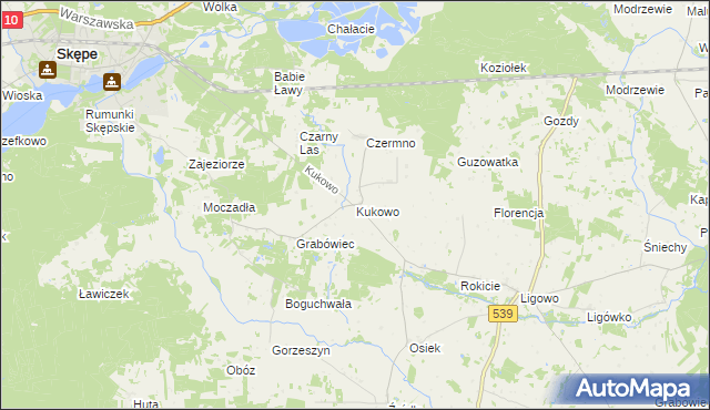 mapa Kukowo gmina Skępe, Kukowo gmina Skępe na mapie Targeo