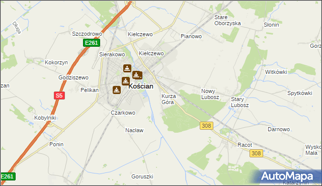 mapa Kurza Góra, Kurza Góra na mapie Targeo