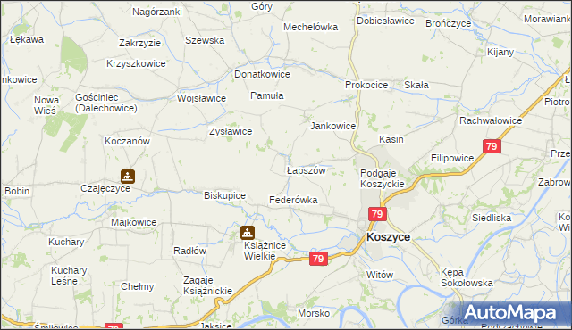 mapa Łapszów, Łapszów na mapie Targeo