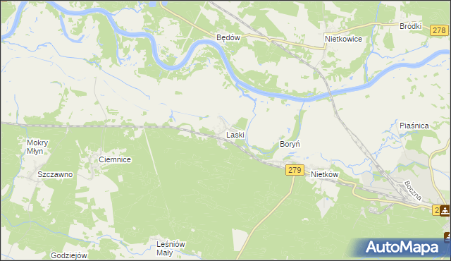 mapa Laski gmina Czerwieńsk, Laski gmina Czerwieńsk na mapie Targeo