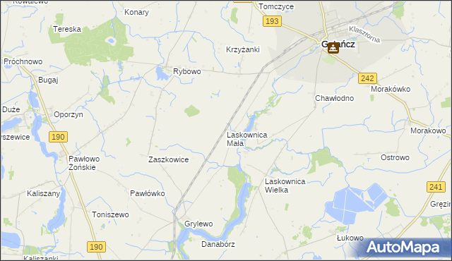 mapa Laskownica Mała, Laskownica Mała na mapie Targeo