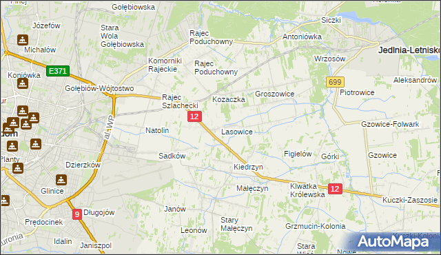 mapa Lasowice gmina Jedlnia-Letnisko, Lasowice gmina Jedlnia-Letnisko na mapie Targeo
