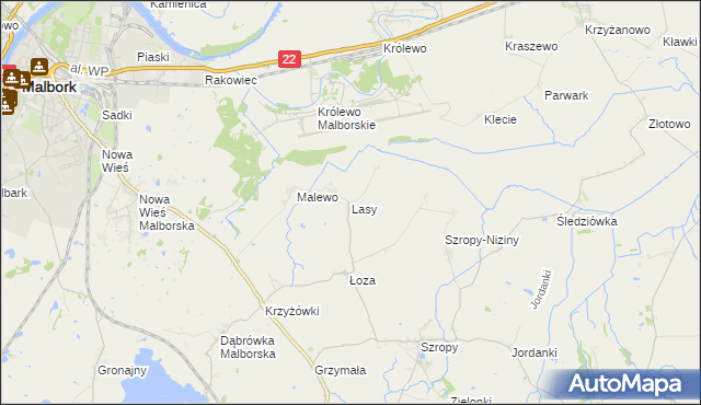 mapa Lasy gmina Stary Targ, Lasy gmina Stary Targ na mapie Targeo