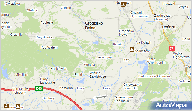 mapa Laszczyny, Laszczyny na mapie Targeo