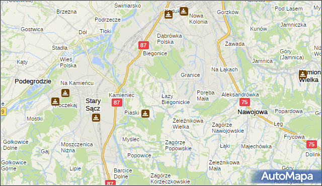 mapa Łazy Biegonickie, Łazy Biegonickie na mapie Targeo