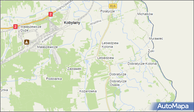 mapa Lebiedziew, Lebiedziew na mapie Targeo