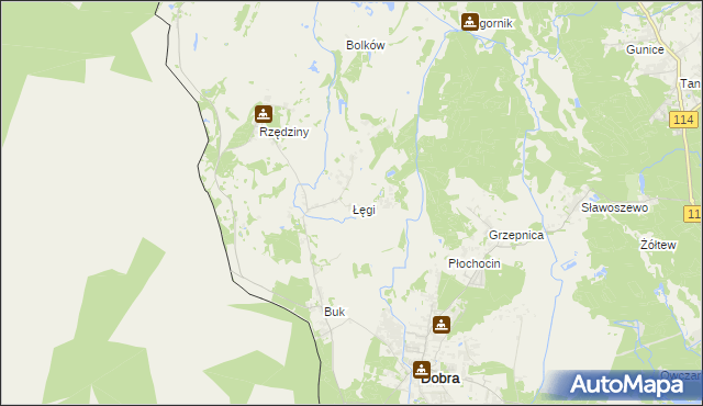 mapa Łęgi gmina Dobra (Szczecińska), Łęgi gmina Dobra (Szczecińska) na mapie Targeo