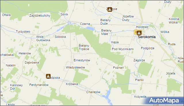 mapa Leonardów gmina Serokomla, Leonardów gmina Serokomla na mapie Targeo