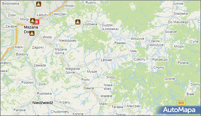 mapa Łętowe, Łętowe na mapie Targeo